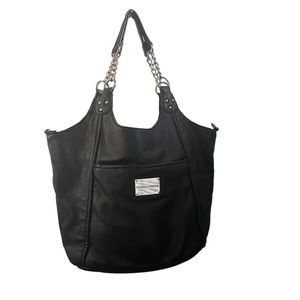 Franco Sarto black purse with metal chain handles